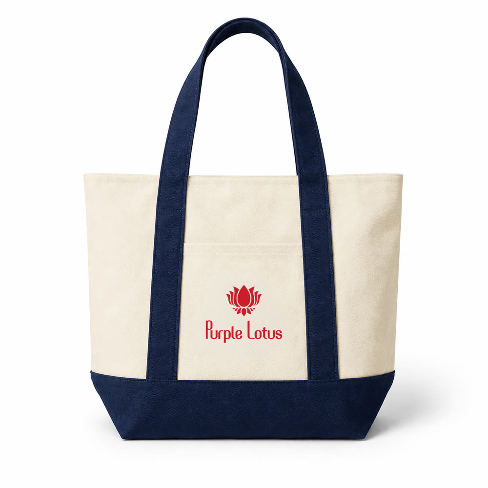 Navy Lotus Tote